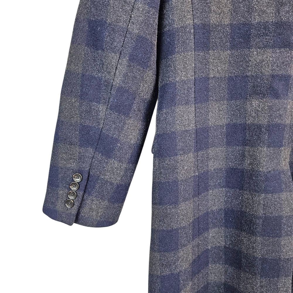 J.Crew Ludlow Plaid Wool Topcoat Navy Gray Check Wool Blend Classic 40R - Picture 10 of 12